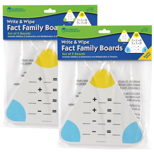 Learning Resources Write &#x26; Wipe Fact Family Boards, 2 Packs of 5